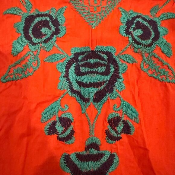 Wrangler Retro Embroidered Boho Blouse Orange Teal Floral Womens Size XXL - Picture 11 of 11